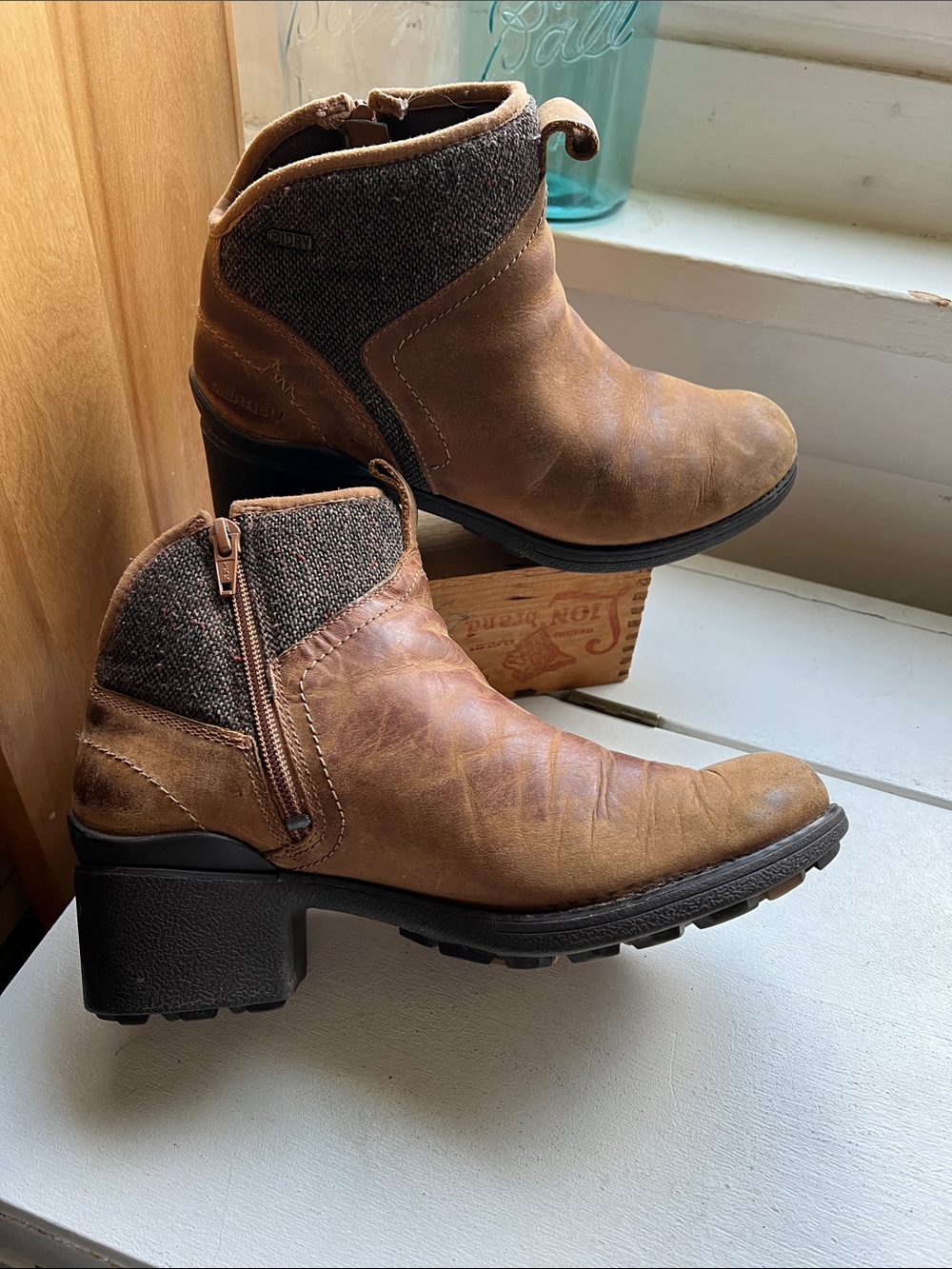 Merrell Brown Leather Dark Heather Ankle Booties Chateau 2 heels size 8.5 - Picture 16 of 17
